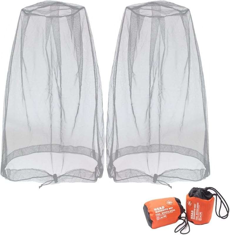 Benvo 2 Pack Mosquito Head Net Mesh for Face & Neck Bug Protection wit