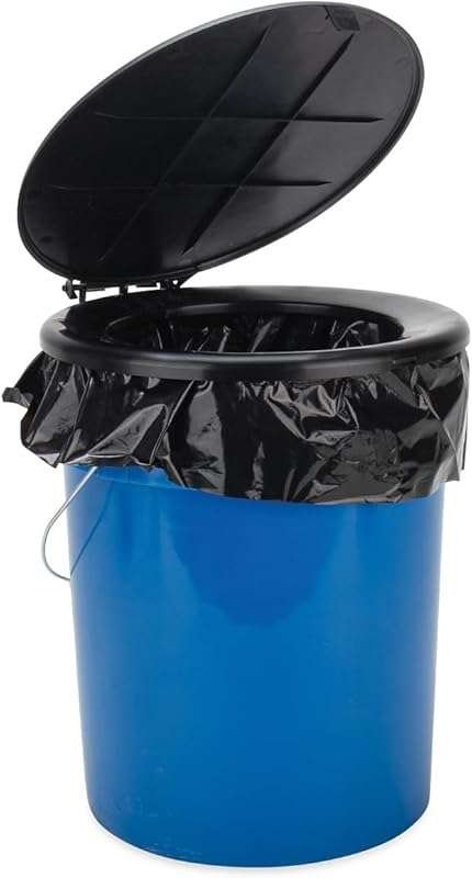 Camco 5-Gallon Camping Toilet Bucket with Seat and Lid for Outdoor, RV