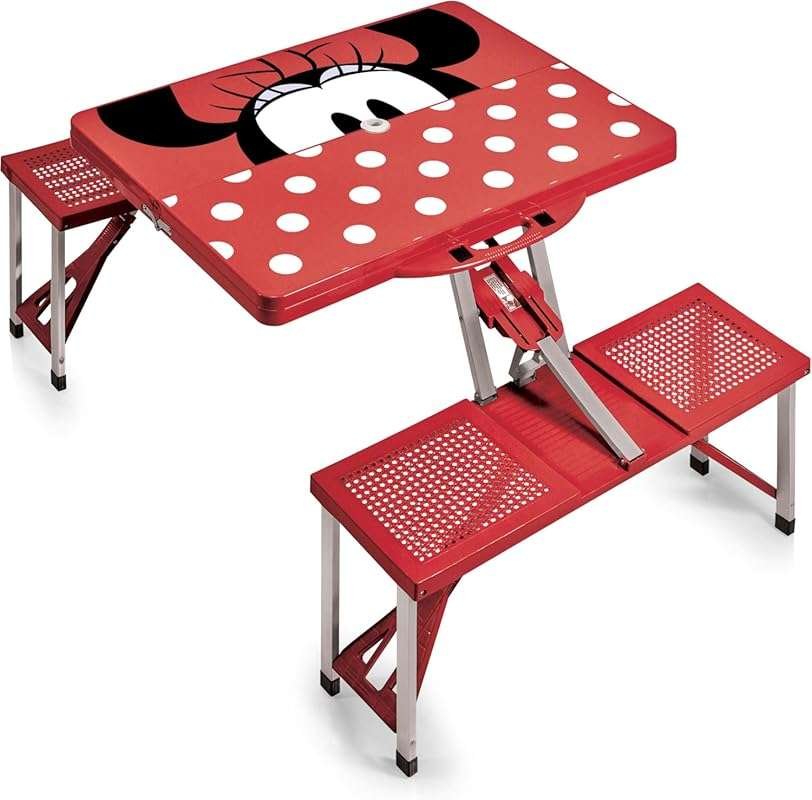 PICNIC TIME Disney Minnie Mouse Folding Picnic Table with Seats, Red A