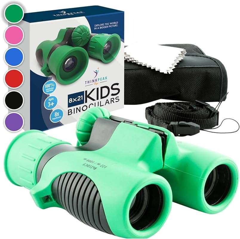 Think Peak Green Binoculars: STEM Toy for Kids Ages 3-12, Outdoor Natu