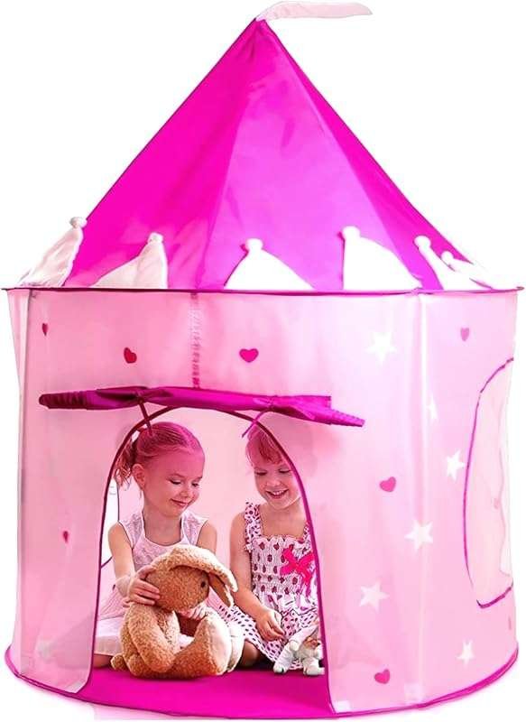Play22 Princess Castle Pink Pop Up Play Tent with Glow Stars for Indoo