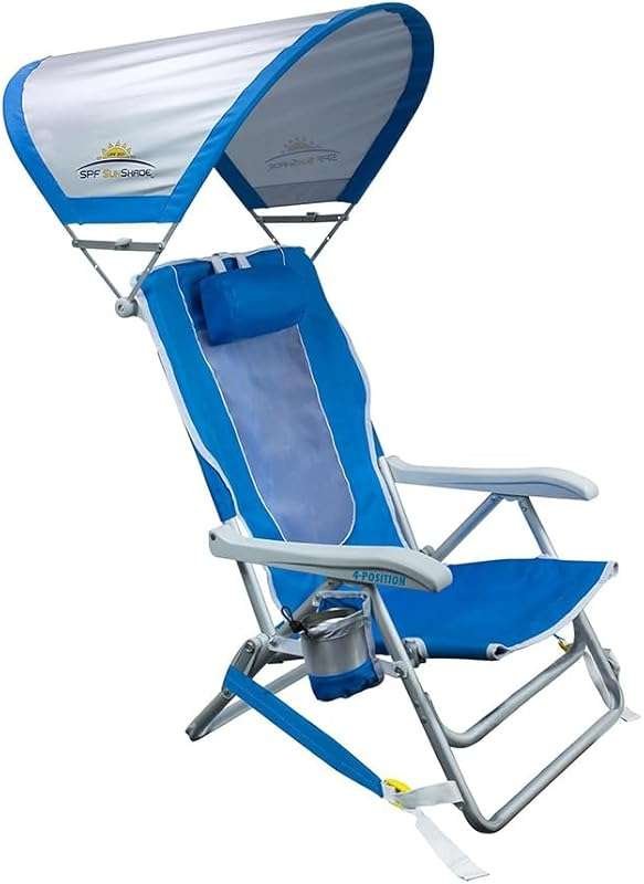 GCI Outdoor Sunshade Backpack Chair: Reclining Folding Canopy Chair fo