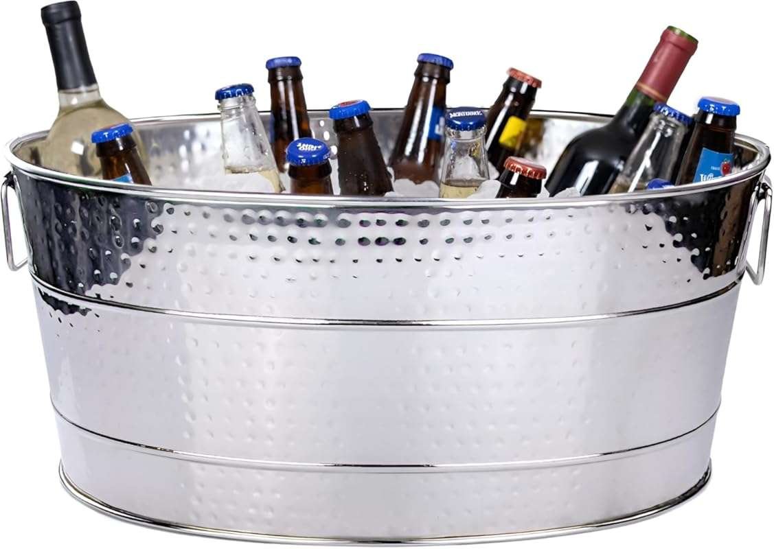 BREKX Aspen 25-Quart Heavy-Duty Oval Stainless Steel Drink Cooler for 