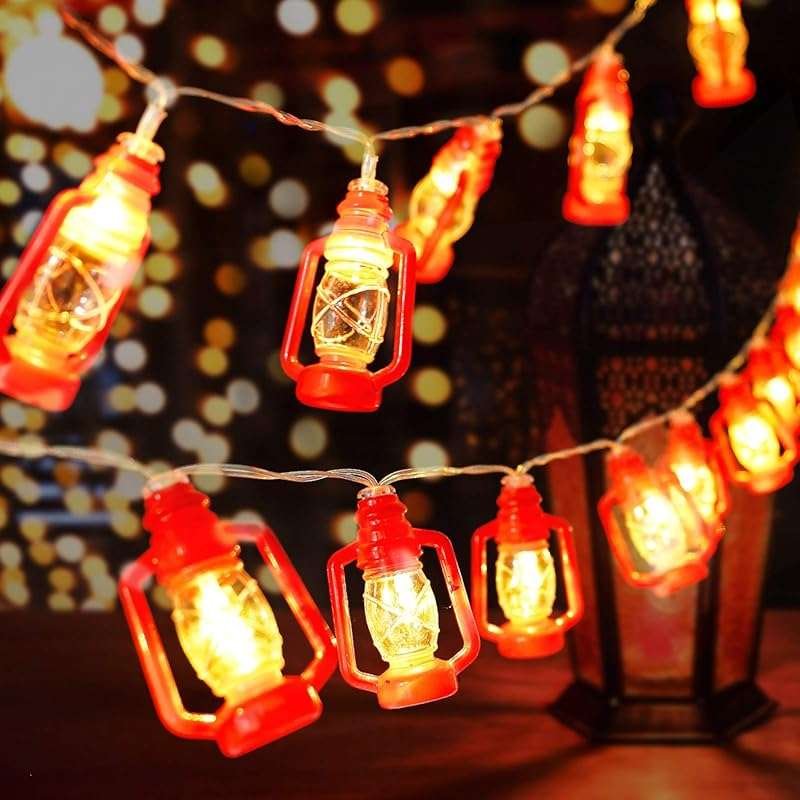 AceList 30 LED Red Lantern String Lights with Warm White Glow for Indo