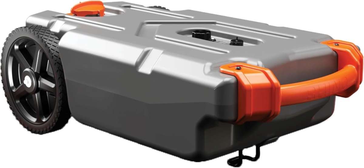 Camco Rhino 21-Gallon Portable RV Waste Tank with Wheels & Accessories