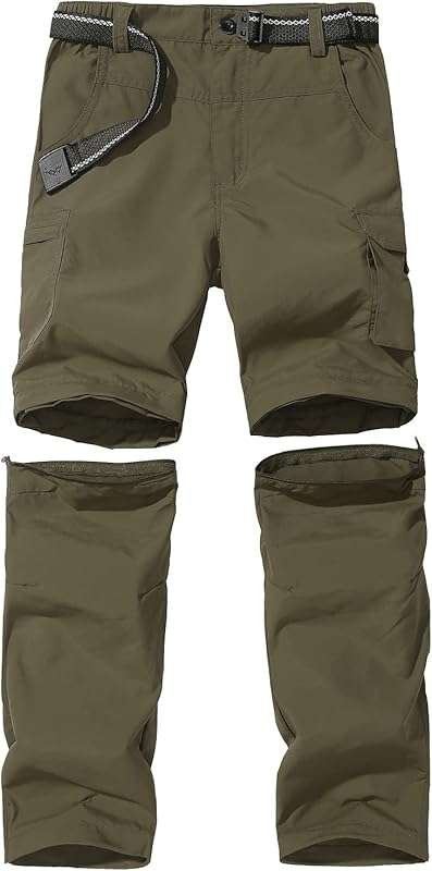 JOMLUN Boy's Convertible Hiking Pants: Quick Dry Zip-Off Outdoor Climb