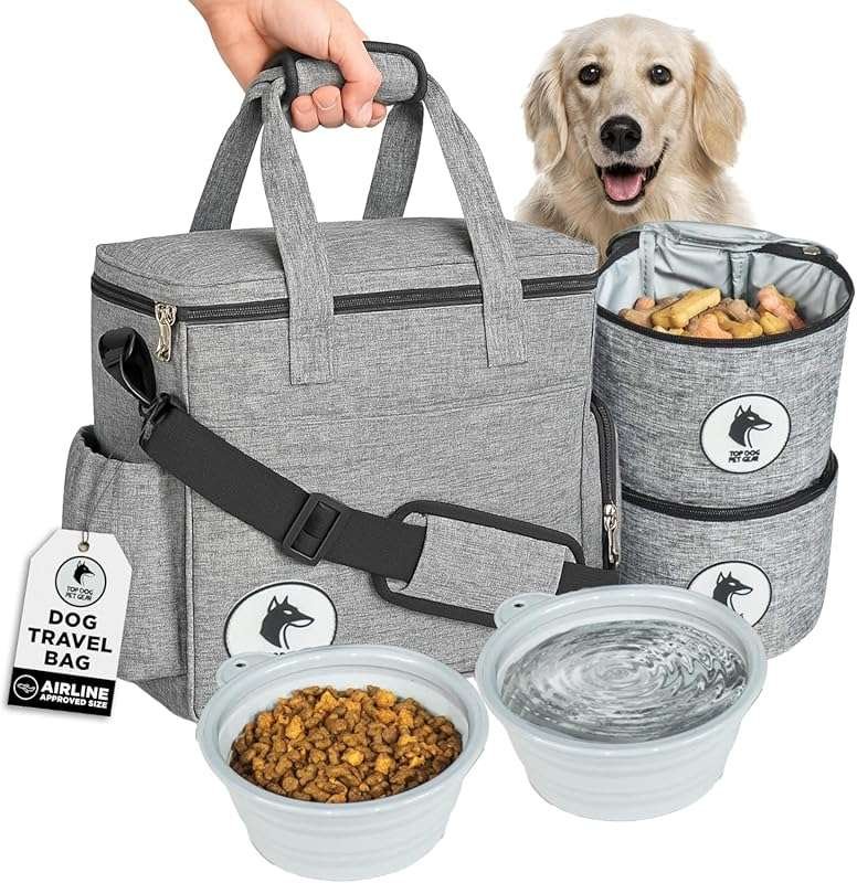 Airline-Approved Dog Travel Backpack for Supplies with Foldable Bowls 