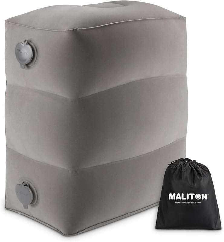 Inflatable Travel Foot Rest Pillow for Kids Airplane Bed, Adjustable H