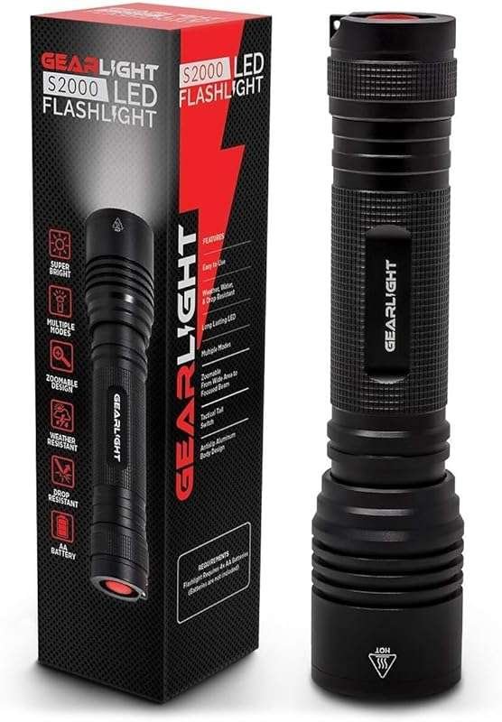 Bright LED Tactical Flashlight, High Lumens, Battery Powered Handheld 