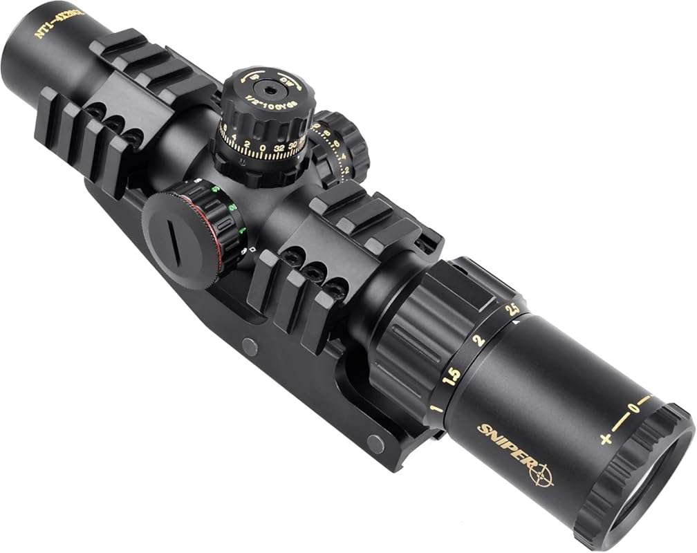 Sniper 1-4X28 LPVO Rifle Scope with Compact Mil-Dot Reticle and One-Pi