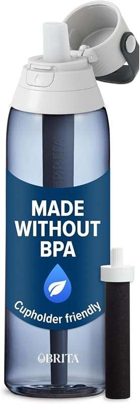 Brita 26 oz Hard-Sided Premium Filtering Water Bottle: BPA-Free, Reusa
