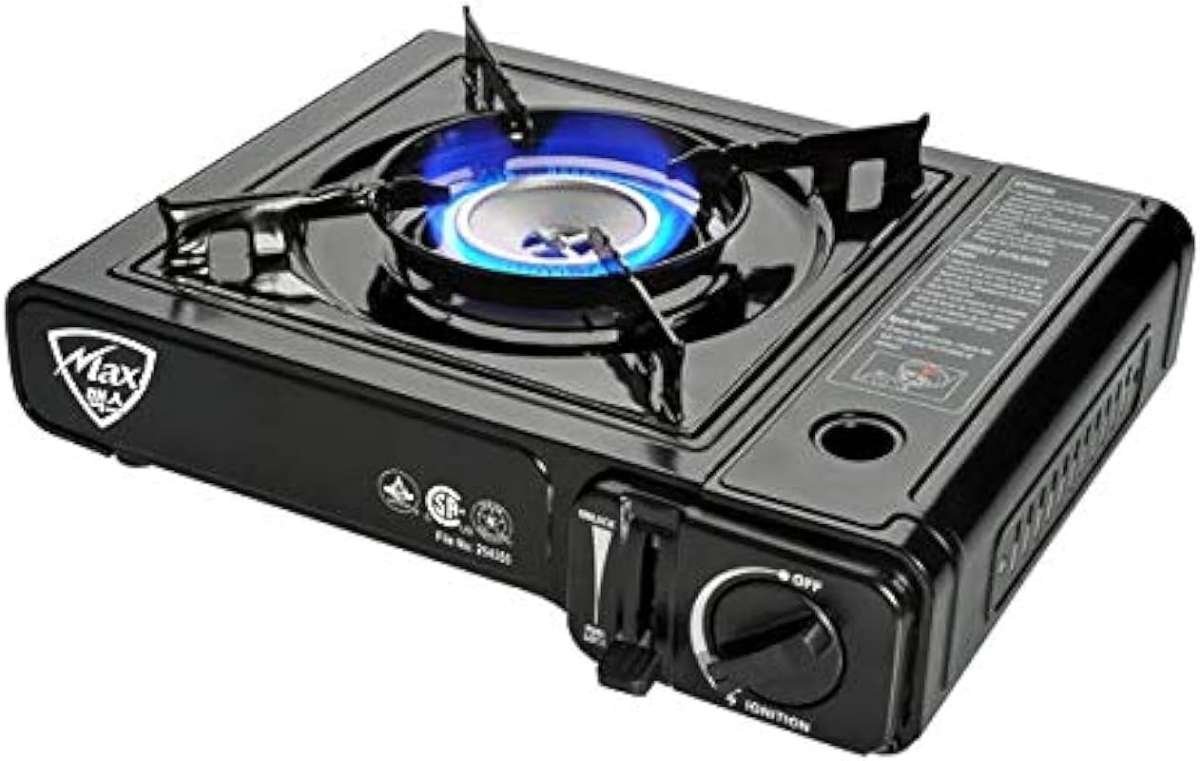Max Gas Stove MS-2500 Black 8000 BTU Portable Camp Stove with Carrying
