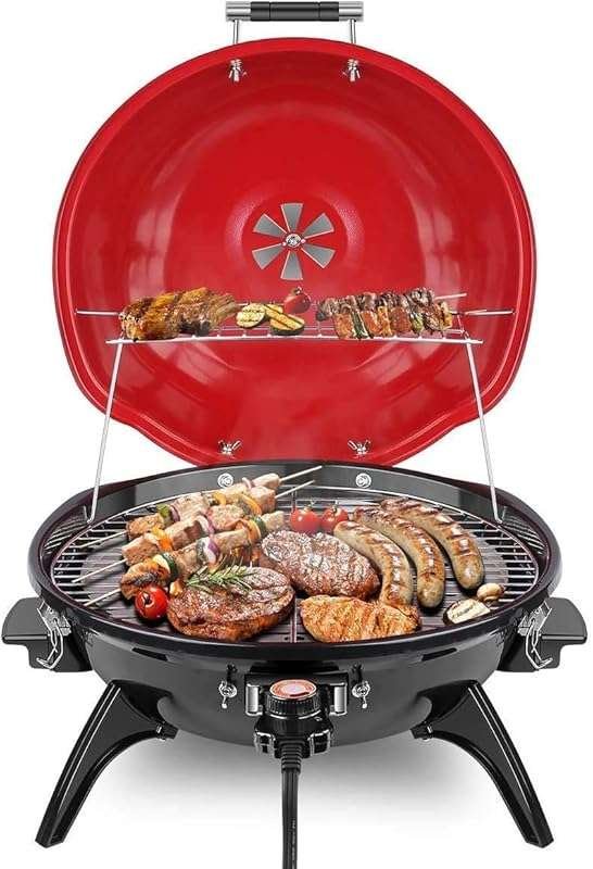 Techwood 15-Serving Portable Electric BBQ Grill: Indoor/Outdoor Use, D