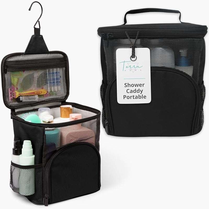 Original Portable Shower Caddy: Foldable Mesh Tote, Durable Hanging Ba
