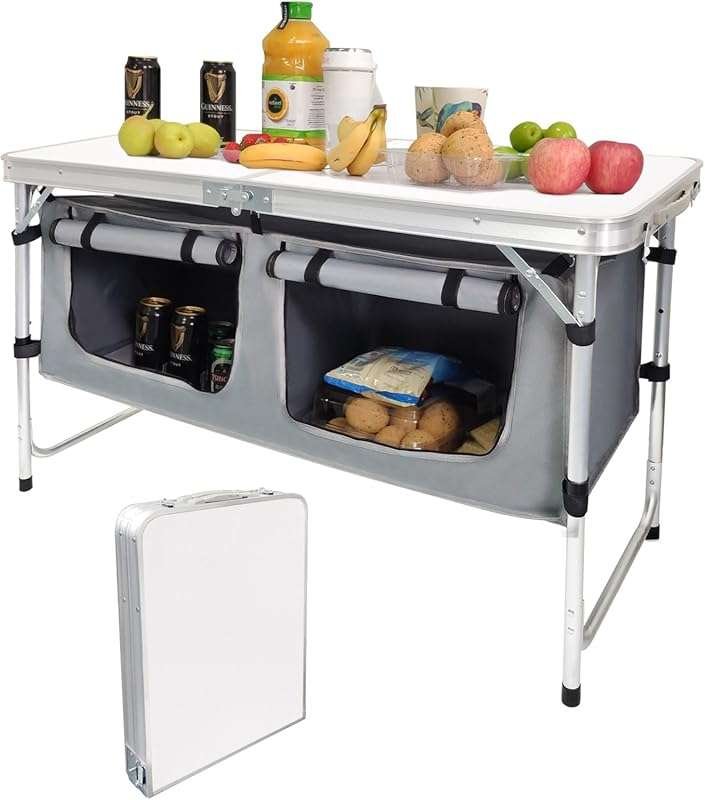 Camp Field Aluminum Folding Camping Table with Adjustable Legs - Porta