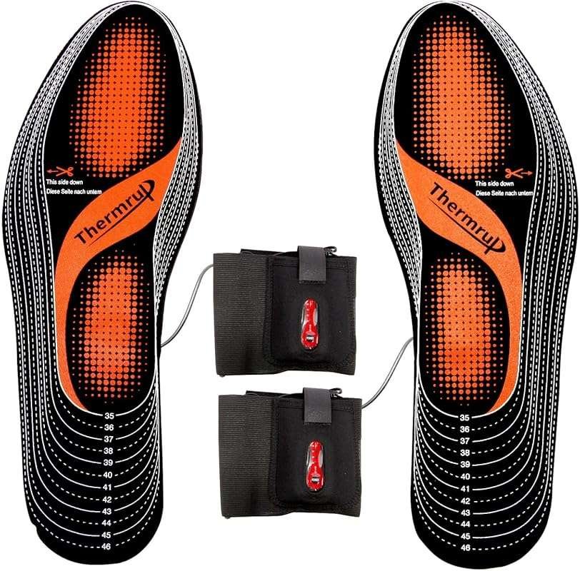 Thermrup Rechargeable Electric Heated Insoles with Li-Ion Battery & 4 