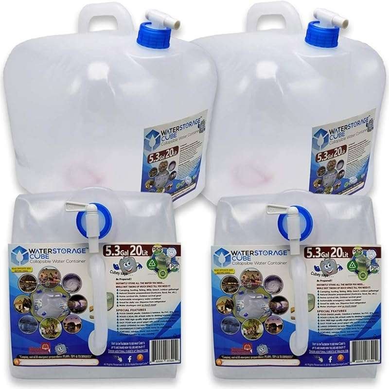 WaterStorageCube BPA Free Collapsible Water Container with Spigot for 