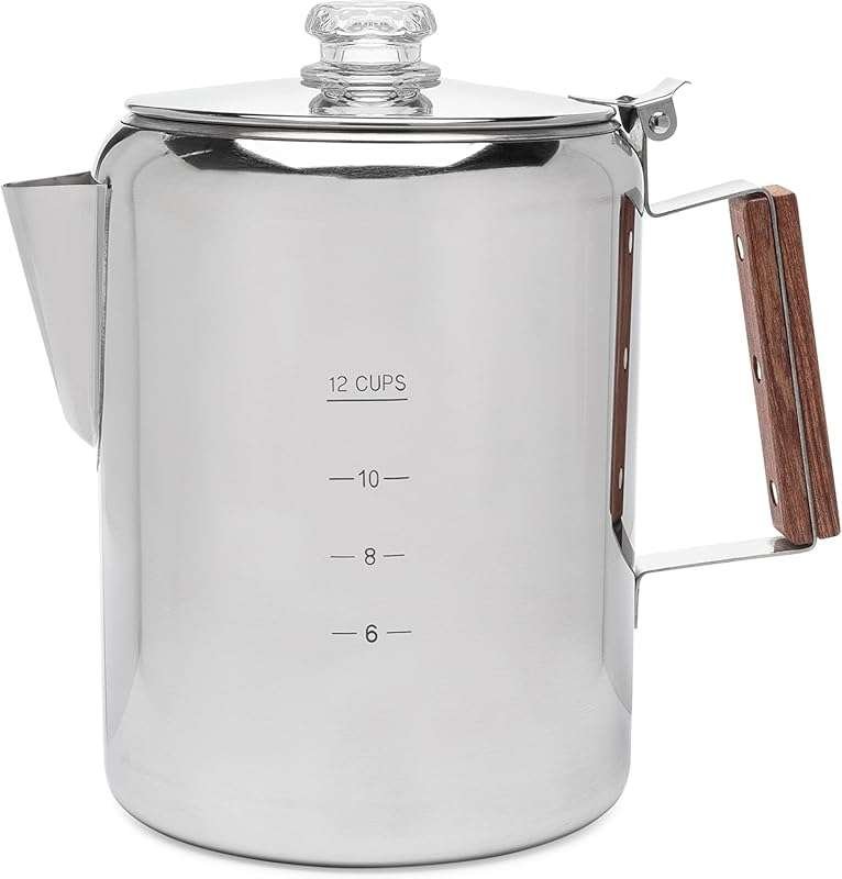 COLETTE Bozeman 12-Cup Percolator Coffee Pot: Durable Stainless Steel,