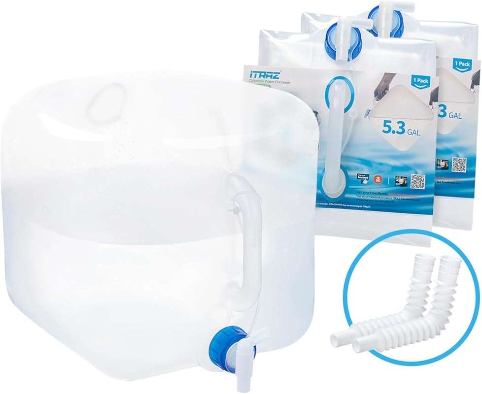 Collapsible Water Container with Spigot, 2×5.3 Gallon BPA Free Camping