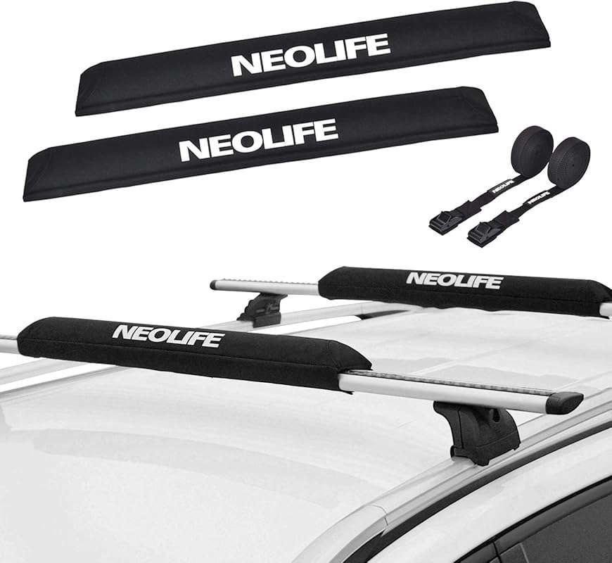Soft Roof Rack Pads with 15 Ft Tie Down Straps for Surfboard, SUP, Sno