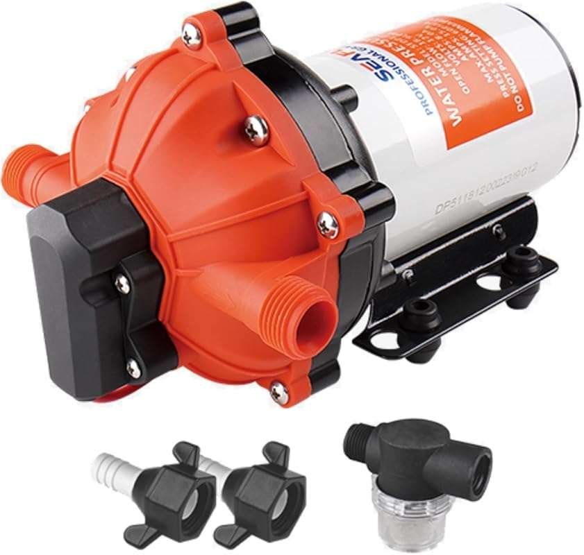 SEAFLO 12V RV Water Pump 5.5 GPM 60 PSI Diaphragm, Quiet Operation for