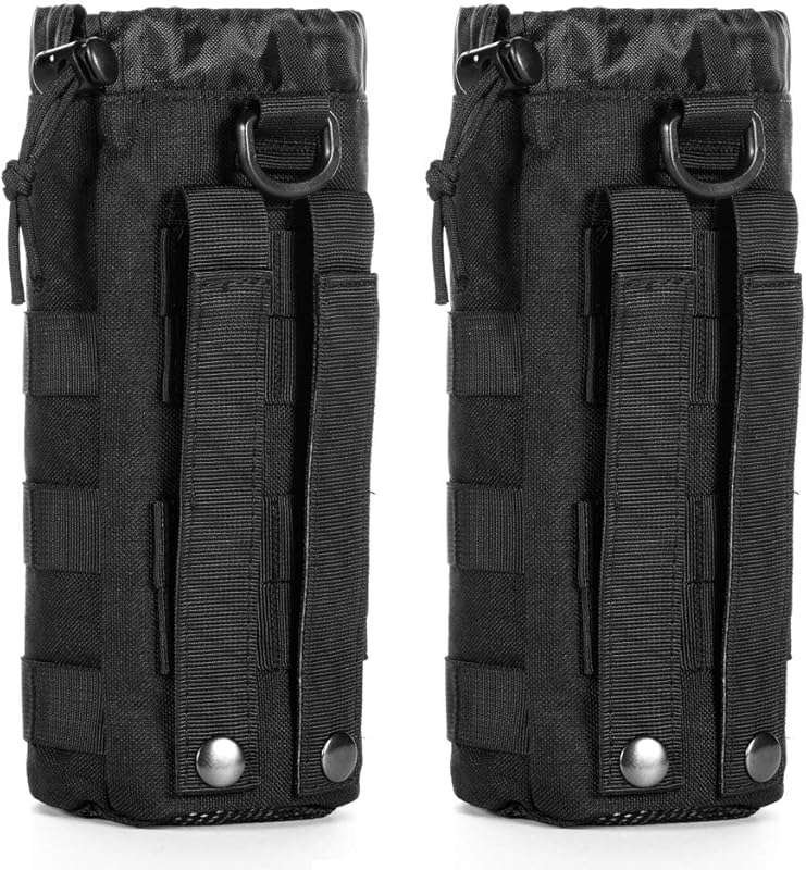 Upgraded Tactical Drawstring Molle Water Bottle Pouch Bag with Mesh fo