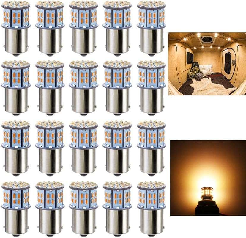 Antline 1156 BA15S Warm White LED Bulbs: Super Bright 50-SMD 3014 Repl