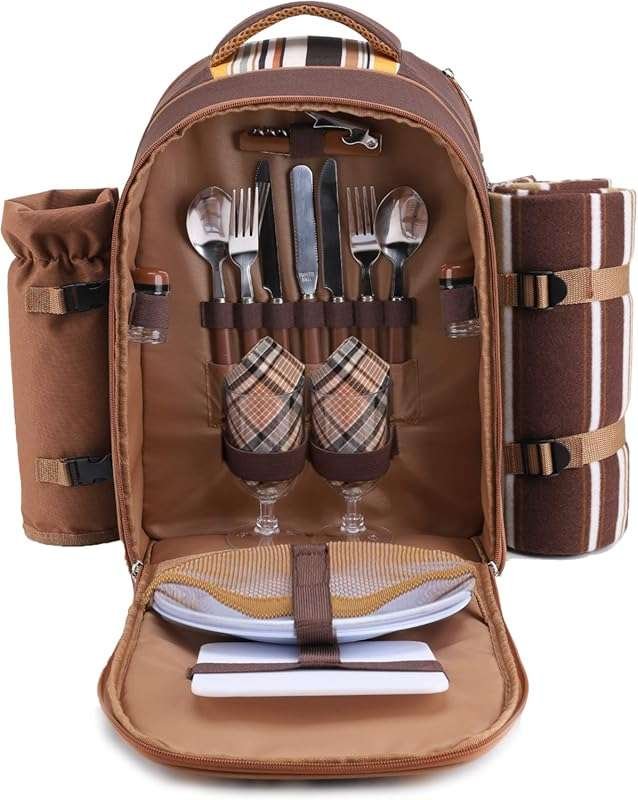 Apollo Walker Picnic Backpack for 2 with Cooler, Detachable Wine Holde