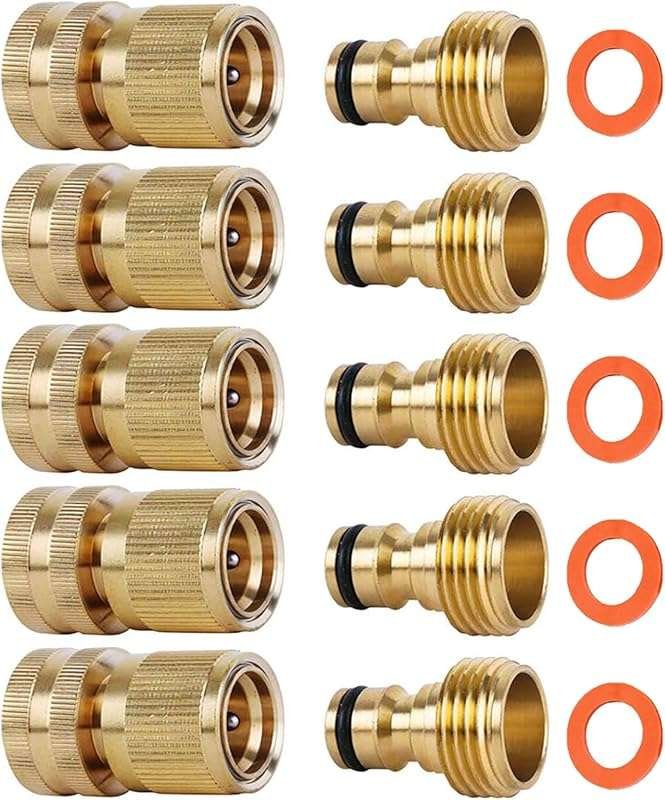 Brass Garden Hose Quick Connectors, 3/4 Inch GHT Thread, No-Leak Male