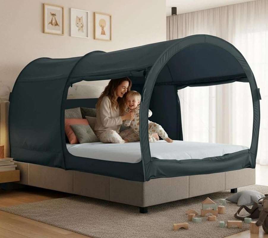 Leedor Twin Dark Gray Bed Tent for Kids - Cozy Privacy Sleep Space