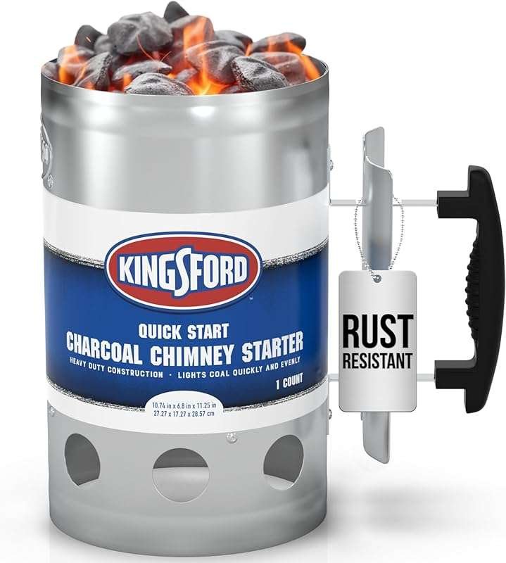 KINGSFORD Deluxe Large Capacity Charcoal Chimney Starter with Heat Shi