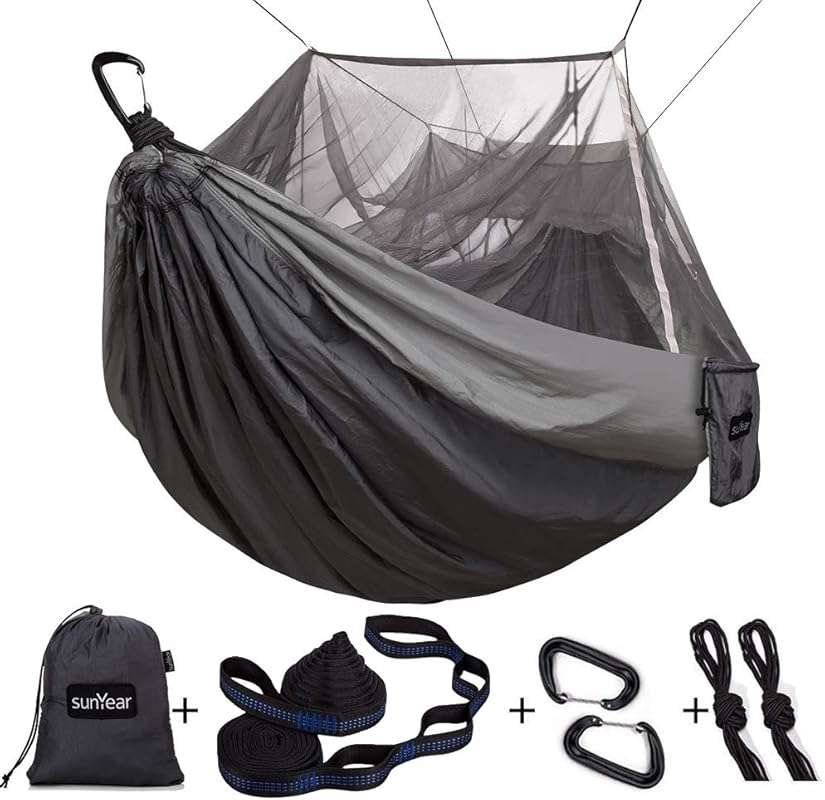 Sunyear 2 Person Camping Hammock with Mosquito Net, Straps for Hiking