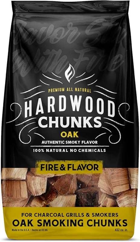 Fire & Flavor All-Natural Oak Wood Chunks for Smoking & Grilling, Long