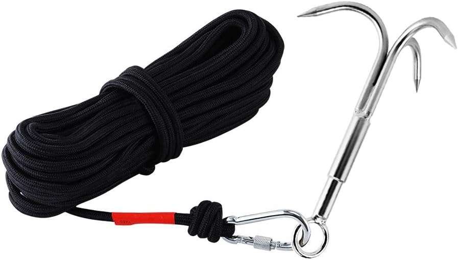 3-Claw Stainless Steel Grappling Hook & Carabiner for Outdoor Retrieva