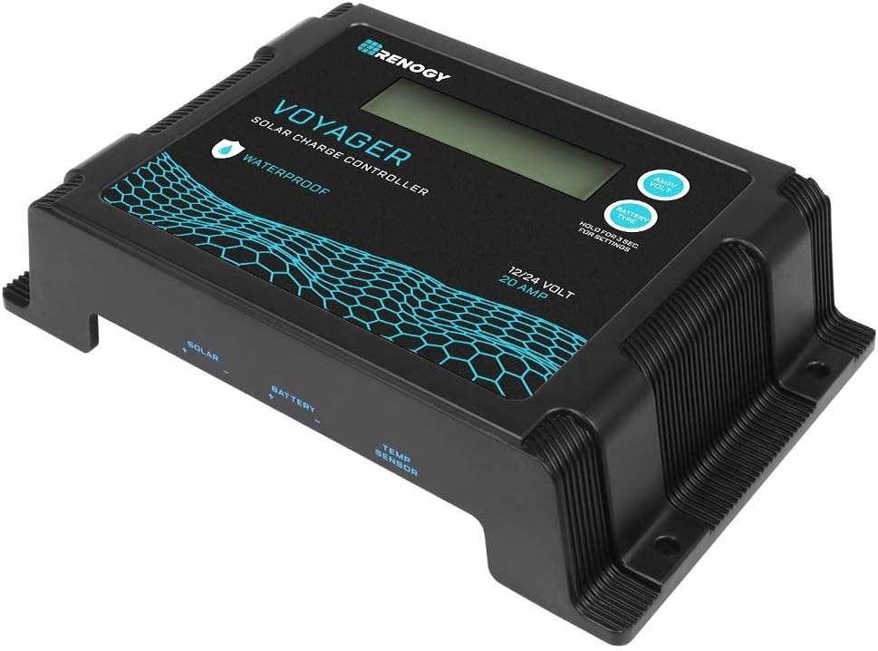 Renogy Voyager 20A Waterproof PWM Solar Charge Controller for RV, Boat