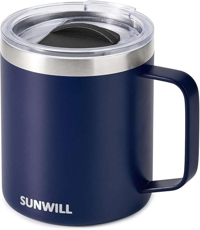 SUNWILL 14oz Insulated Stainless Steel Travel Coffee Mug with Handle,