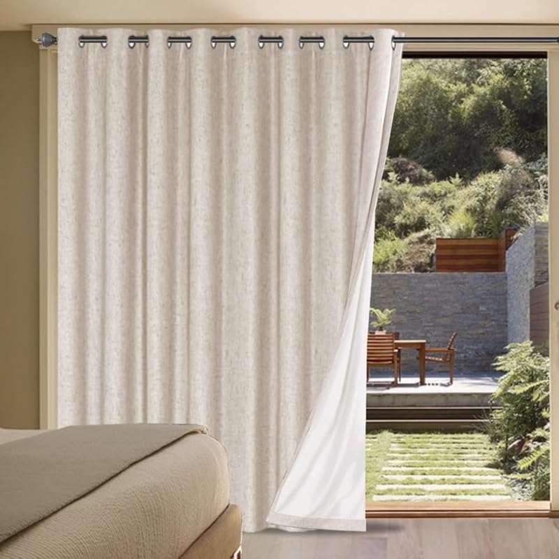 H.VERSAILTEX Natural Linen Look 100% Blackout Patio Door Curtain Panel