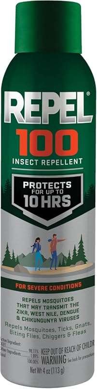 Repel 100 Insect Repellent Aerosol Spray, 4 Oz with 98% DEET for 10-Ho