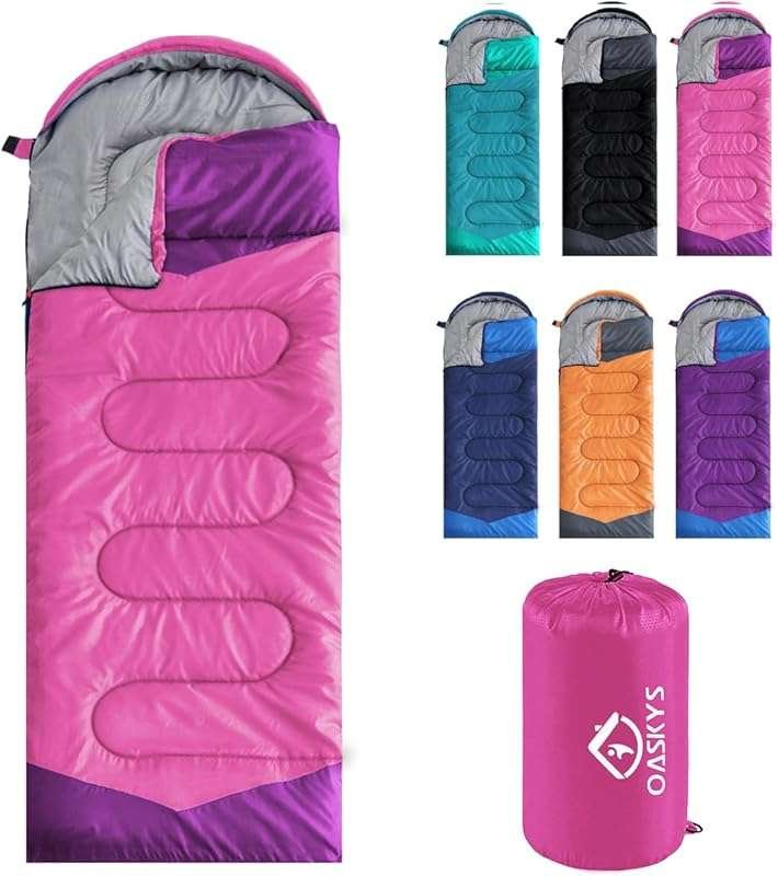 oaskys 3-Season Lightweight Waterproof Sleeping Bag for Adults and Kid