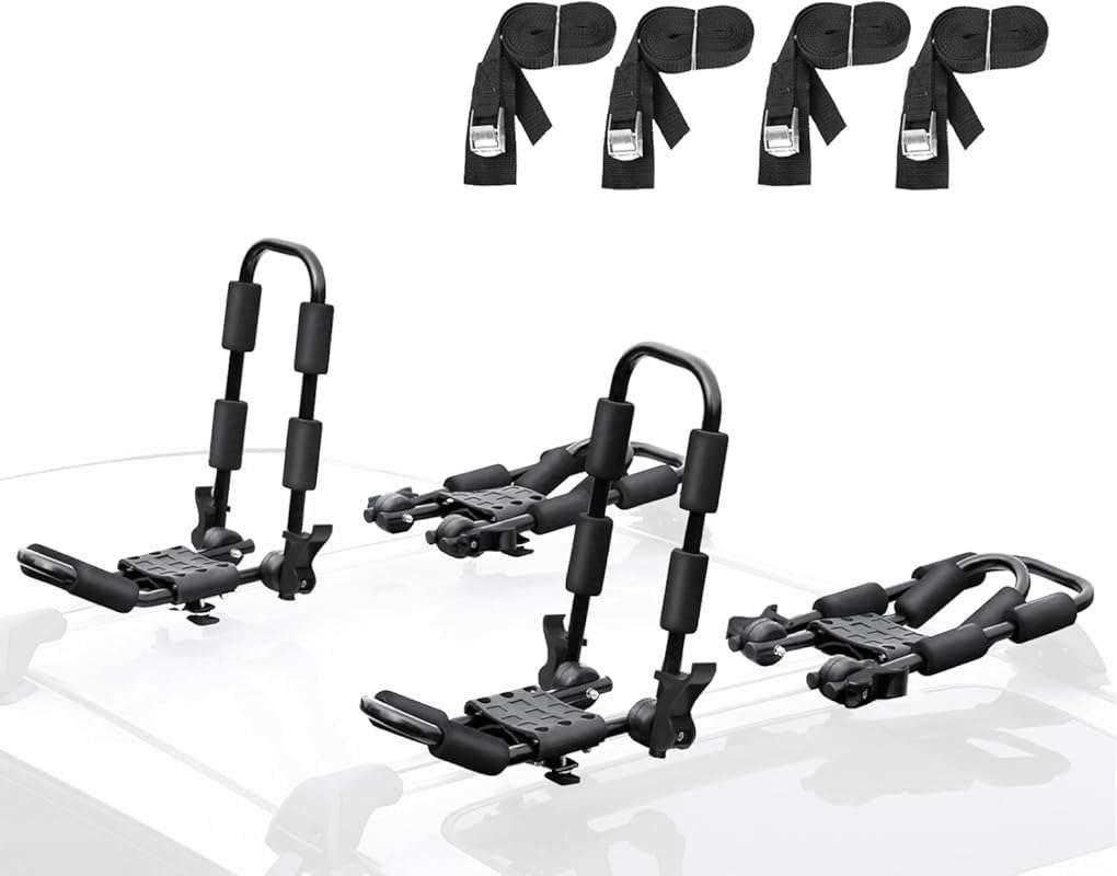 Leader Accessories 4-Piece J-Bar Folding Kayak Rack Set for Roof Top M