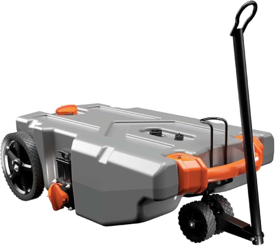 Camco Rhino 36-Gallon Portable RV Tote Tank with Steerable Wheels, Gat