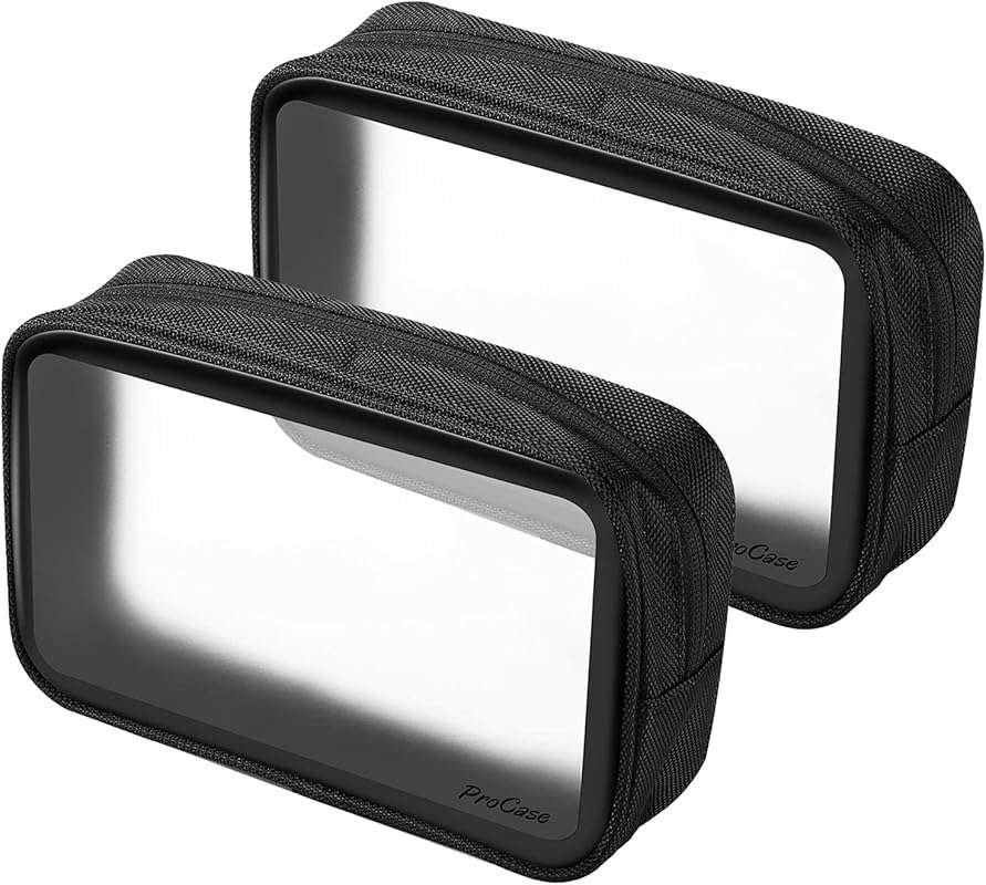 ProCase 2 Pack TSA Approved Matte Clear Travel Toiletry Organizer Bag 