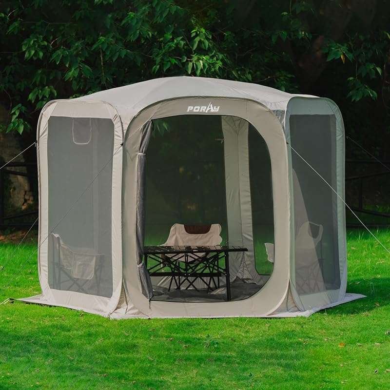 Porayhut 10x10FT Pop Up Screen House Tent, Portable Camping Sun Shelte