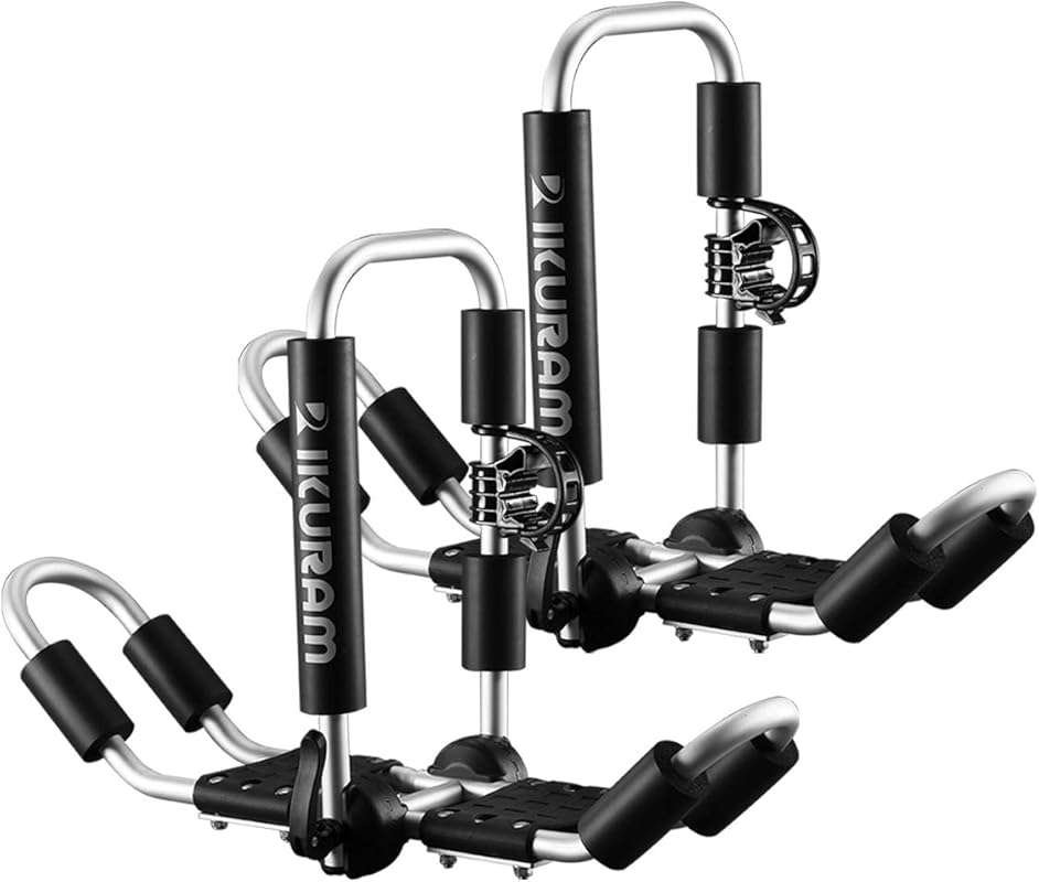 Universal Aluminum Folding J-Style Kayak Roof Rack - 4-in-1 Carrier fo