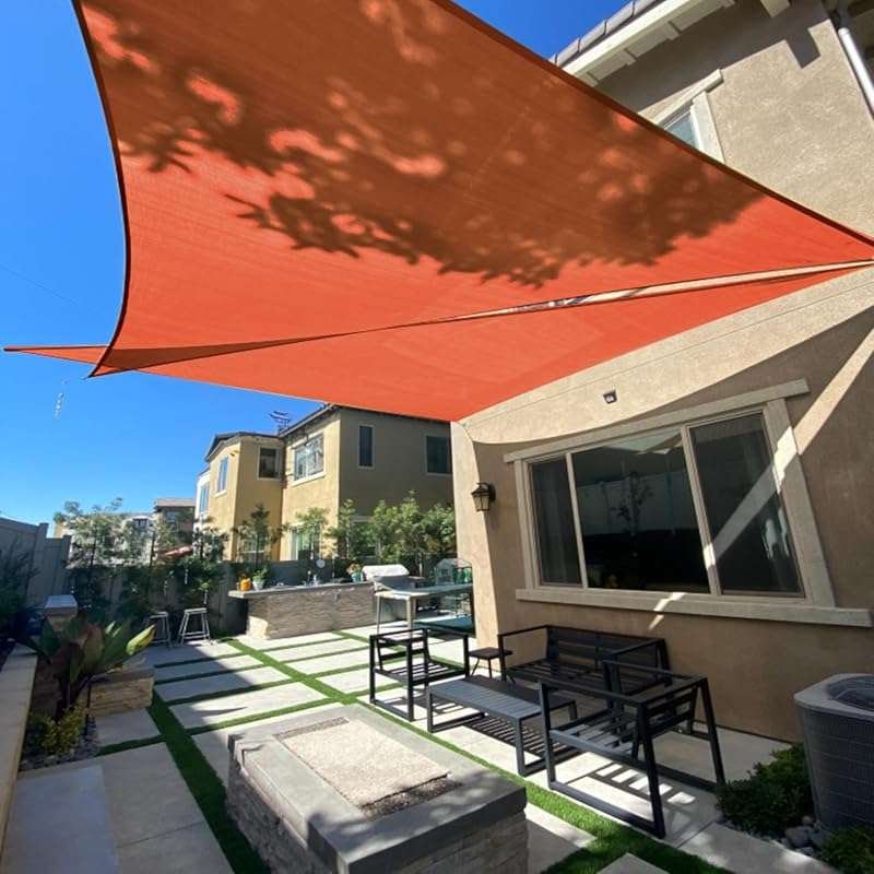 SUNLAX 12'x12'x12' Terra Red Triangle Sun Shade Sail Canopy with UV Bl