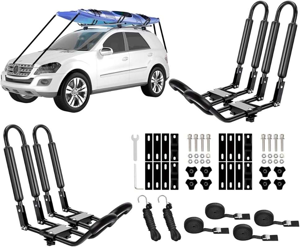 DRSPORTS 2 Pairs Heavy Duty Universal J-Bar Kayak Rack Roof Top Carrie
