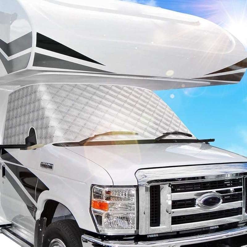 BougeRV RV Windshield Snow Cover for Class C Ford E450 - 4-Layer Ice &