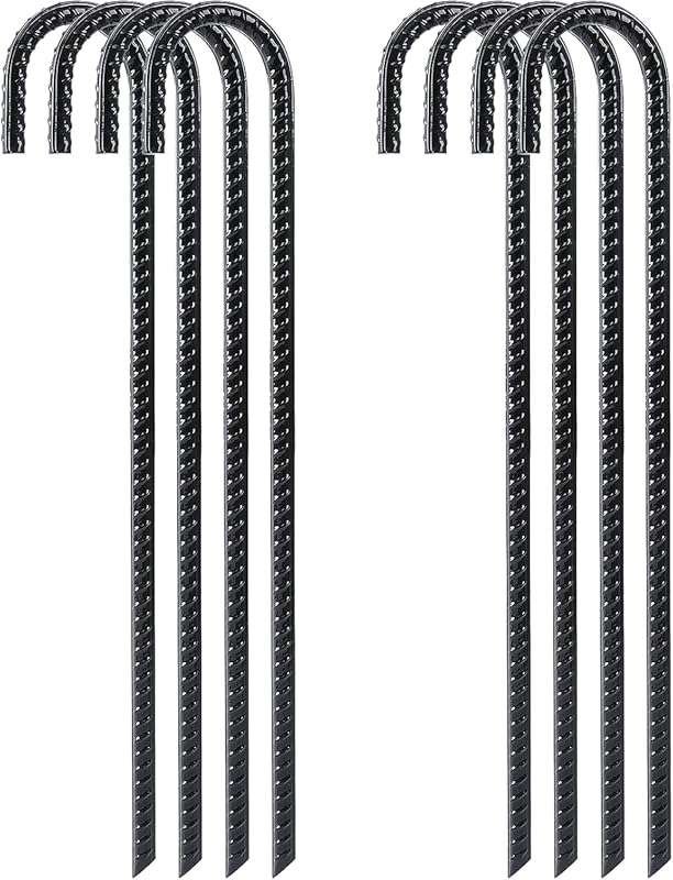 16-Inch Heavy Duty Galvanized Steel J Hook Rebar Stakes for Tents, Cha