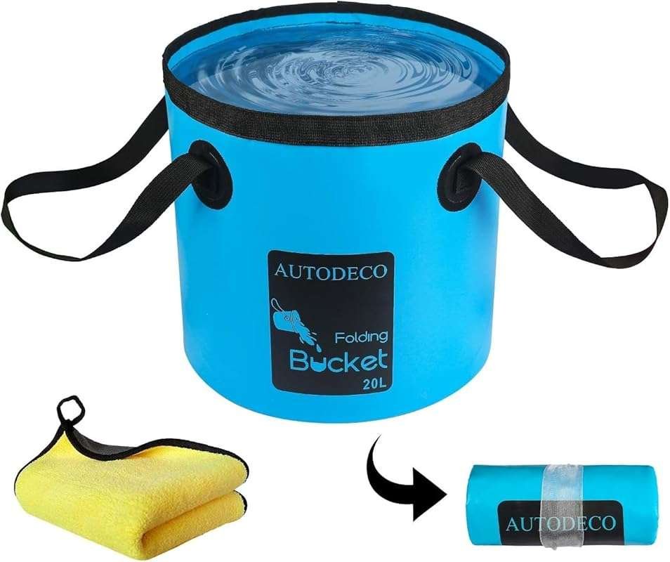 AUTODECO 5 Gallon Collapsible Water Bucket: Portable, Folding Containe