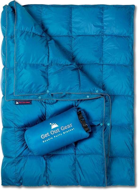 Get Out Gear Double Puffy Camping Blanket: Extra Warm, Lightweight, Pa